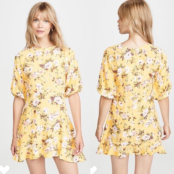 FAITHFULL THE BRAND Jeanette Dress in Pomeline Jasmine Yellow Floral - Picture 1 of 13